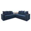 Угловой диван с полкой в углу Кируна Синий / Серый