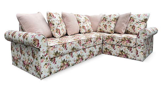 Угловой диван Халланд 2 Розовый/цветы
