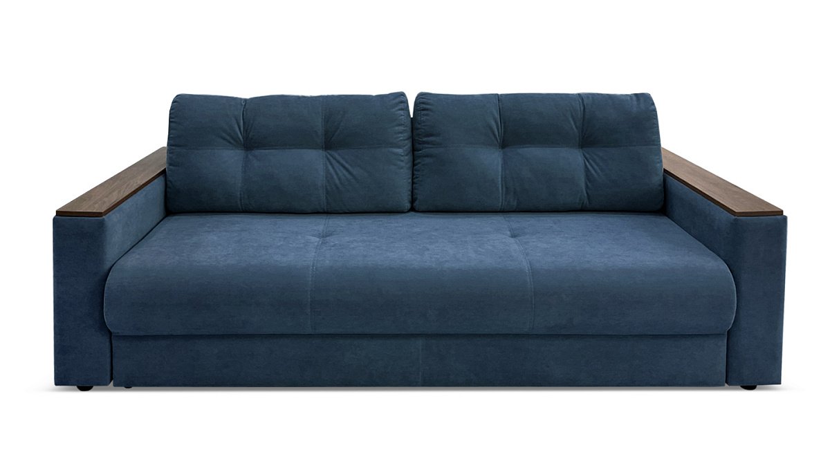 Прямой диван Анкона М Синий велюр