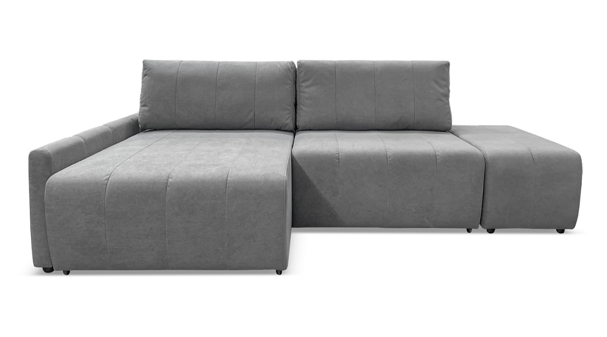 Угловой диван Оникс с пуфом Серый велюр