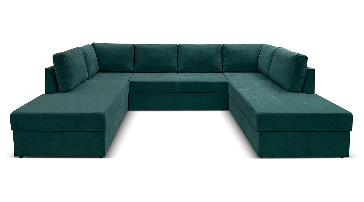 П-образный диван Слэтт Темно Зеленый Велюр