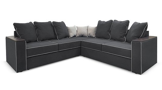 Угловой диван с полкой в углу Кируна велюр графит